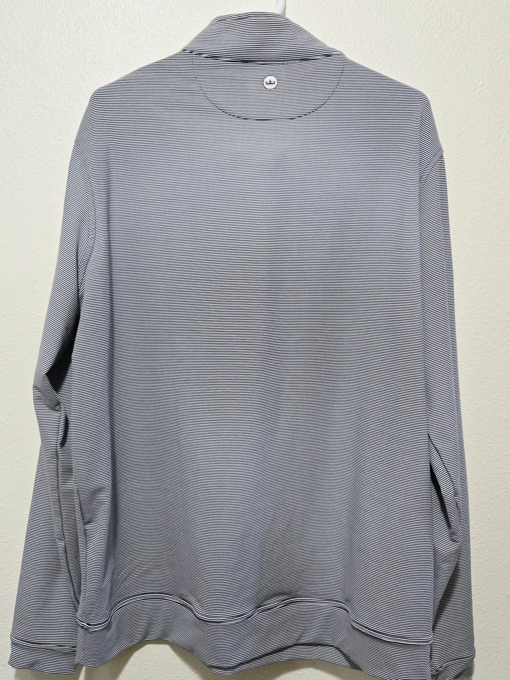 Peter Millar Perth Sugar Stripe Performance Quarter-Zip Blue And White Stripe XL
